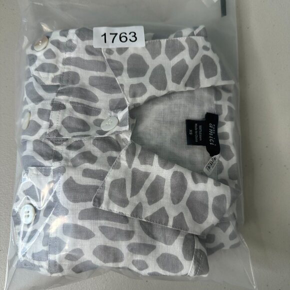 Pure Amici Button-up Jacket XS Gray White Animal Print 100% Linen - Picture 2 of 10